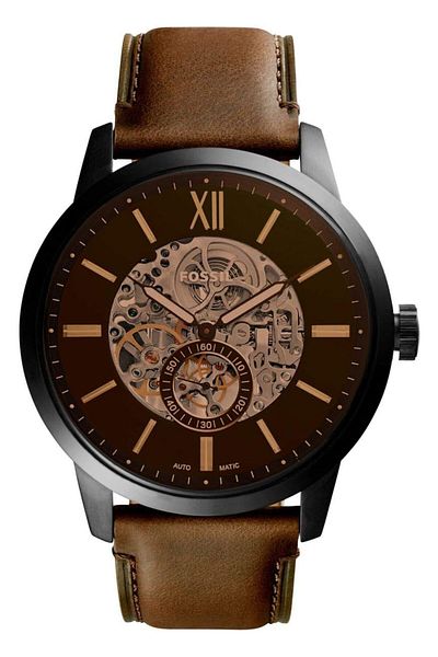 Generic Fossil Townsman Brown Dial Automatic Skeleton Me3155 Men Watch White Modern
