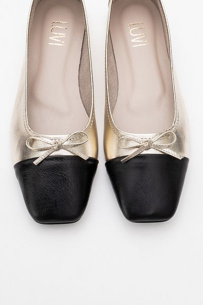 LuviShoes Balerina de damă ROMY din piele naturală, cu vârf tocit, cu fundă
