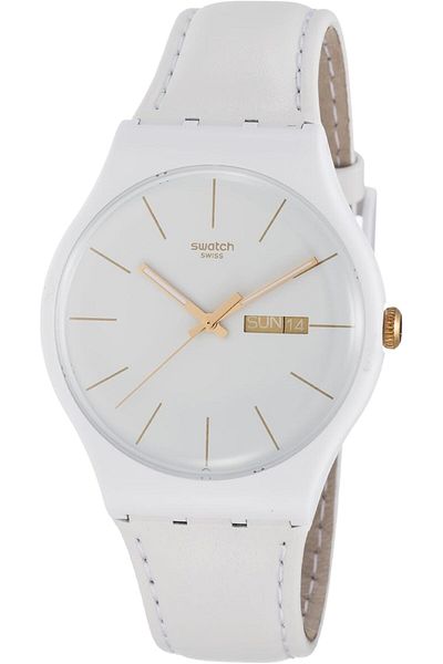Generic Swatch White Character Leather Strap 12 Casual Watch Model Suow703 White Strap