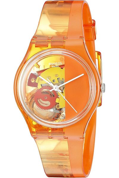 Generic Swatch Unisex Go116 Bloody Orange Analog Display Quartz Orange Watch