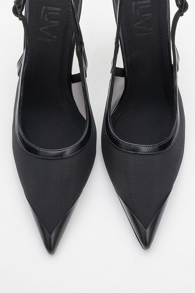 LuviShoes حذاء VENAS نسائي شبكي أسود بكعب عالٍ