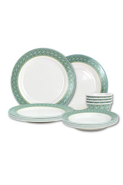 Melrich 18 Pcs Melamine Dinner Set Dishwasher and Freezer safe Durable and Strong