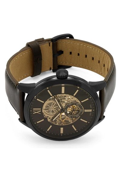 Generic Fossil Townsman Brown Dial Automatic Skeleton Me3155 Men Watch White Modern