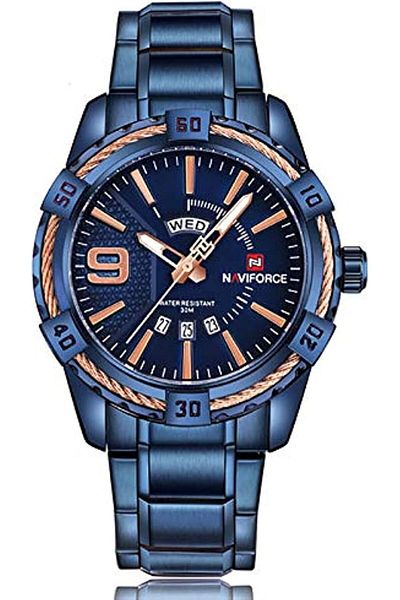 Generic Naviforce Nf9117N Men Sport Stainless Steel Wrist Quartz Watch Blue