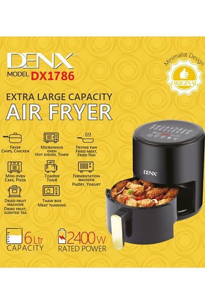 Denx قلاية هوائية صحية بدون زيت كهربائية صحية للقلي/ الشواء/ الخبز التحميص سعة 4 لتر قوة 2400 واط