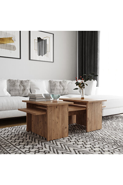 Decomob Olive 3'lü Orta Zigon Sehpa Takımı Atlantik Çam