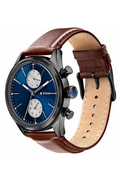 Generic Titan Men Quartz Watch With Analog Display And Leather Bracelet 1805Nl03