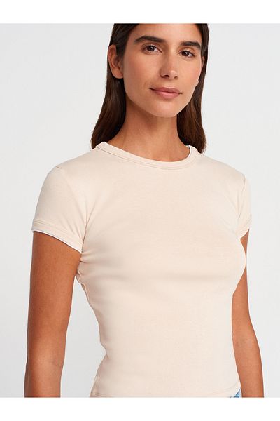 Dilvin 31750 Stone-Tshirt with Short Sleeve Turks