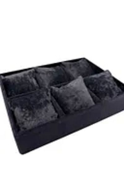 MeGass Dekor Producție internă Model Dobric Acoperire din piele intoarsa Culoare neagra 24/18 cm Sertar căptușit Organizator de bijuterii