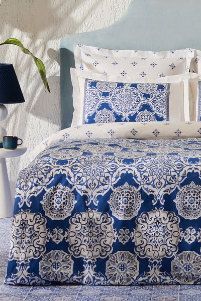 Karaca Home Set cuvertură de pilota dublă Leodinas 100% bumbac Albastru