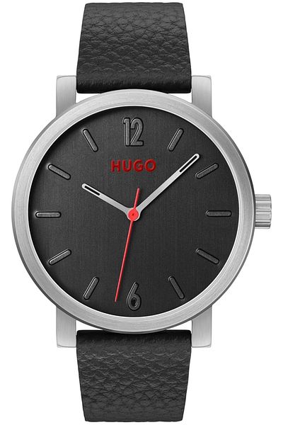 Generic Hugo Men Black Dial Black Leather Watch 1530115