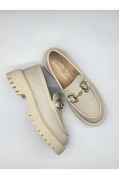 Zegeshoes Γυναικεία Μοκασίνια Παπούτσια Loafer με Μαύρη Αλυσίδα Χοντρή Σόλα