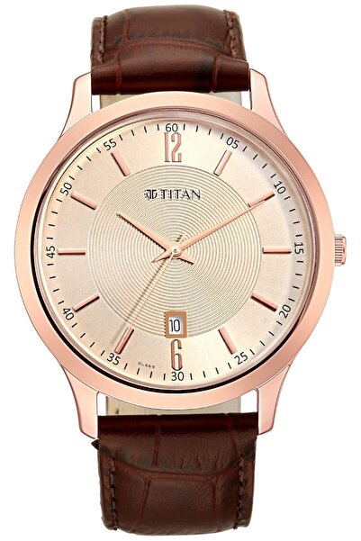Generic Titan Analog Rose Gold Dial Men Watch 1825Wl02 Rose Gold Strap