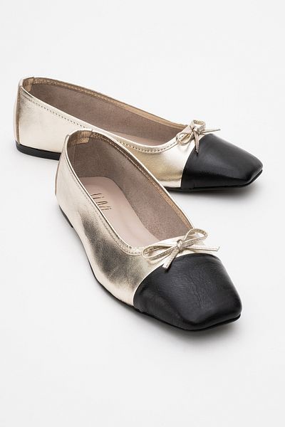 LuviShoes Balerina de damă ROMY din piele naturală, cu vârf tocit, cu fundă