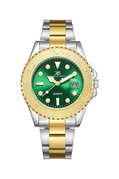 Generic Kenneth Scott Men Sl28D Movement Watch Analog Display And Stainless Steel Strap K23022 Tbtw Gold