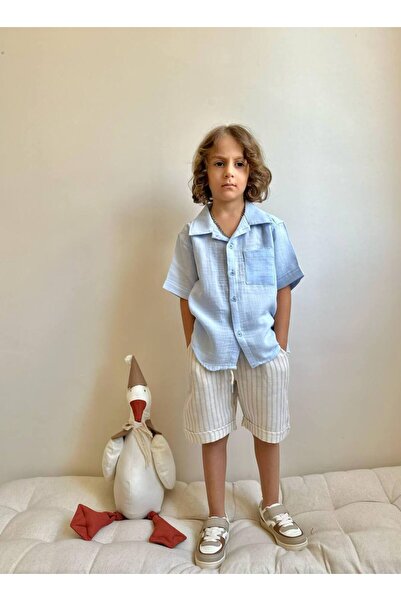 babymoon kids SET CĂMAȘĂ ȘI PANTALONI SCURT DIN IN PENTRU BĂIEȚI