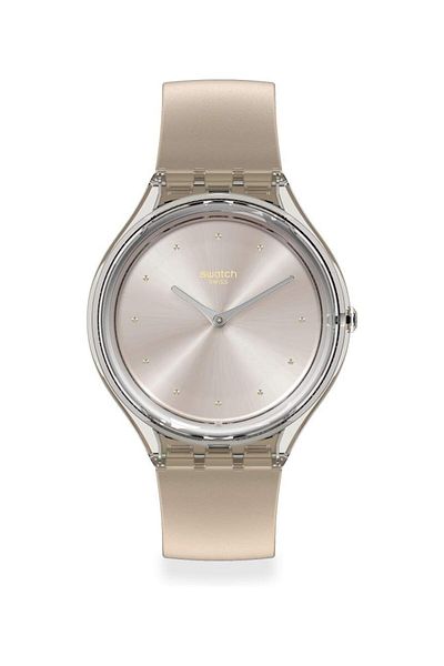 Generic Swatch Essentials Swiss Quartz Silicone Strap Grey 16 Casual Watch Model Svok109