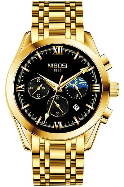 Generic Nibosi Men Watches Analog Minimalist Black Dial Watches For Men Business Chronograph Military Casual