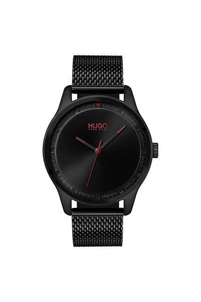 Generic Hugo Men Black Dial Ionic Plated Black Steel Watch 1530044