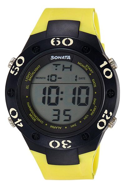 Generic Sonata Superfibre Digital Gray Dial Men Watch Nm77035Pp03 Nl77035Pp03