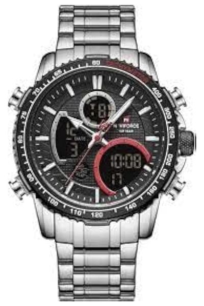 erorex Nf9182 Sb Mens Luxury Analog Digital Stainless Steel Watches Sport Waterproof Quartz Watch Business