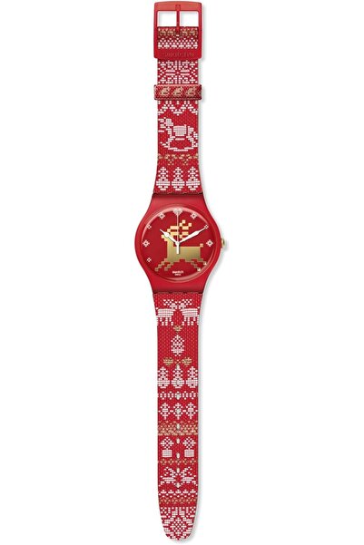 Generic Swatch Watch Suoz172S Red Knit