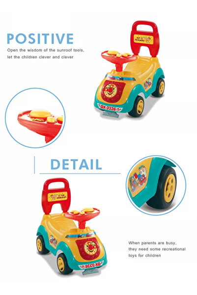 Rainbow Children's Plastic Push Car on Toys with BB Whistle Baby Free Cartoon Car on Wheels for Children