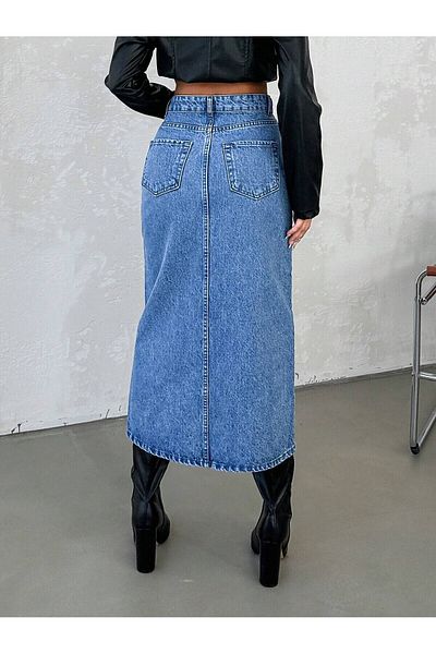 Dema Fusta lungă de denim cu talie înaltă pentru femei