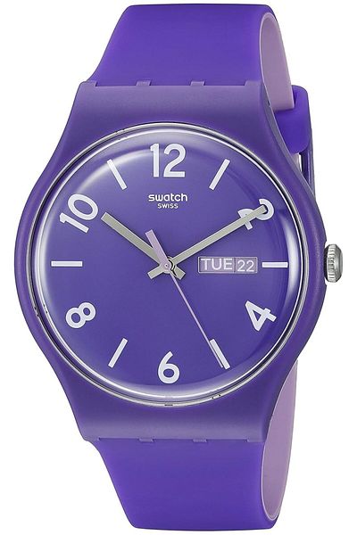Generic Swatch Unisex Suov703 Originals Analog Display Swiss Quartz Purple Watch