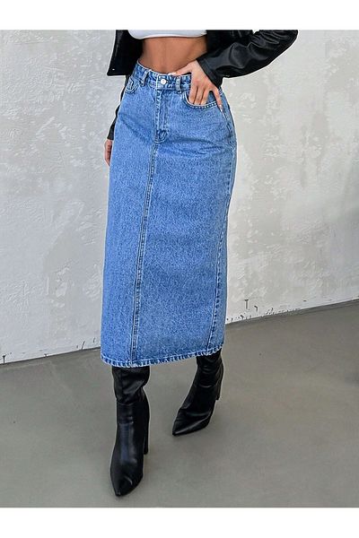 Dema Fusta lungă de denim cu talie înaltă pentru femei