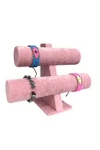 MeGass Dekor Domestic Production Suede Finish Pink Color 26/18 cm Two Stage Watch Bracelet Display Stand