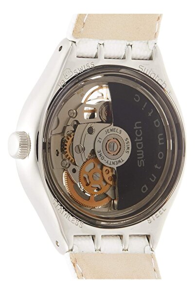 Generic Swatch Irony Uncle Charly Silver Dial Leather Strap Men Watch Yas112C