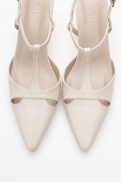 LuviShoes Abelia Ecru Skin Women's Thin Heeled Shoes