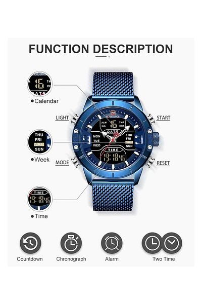Generic Naviforce Digital Watch Men Waterproof Sports Watches Stainless Steel Military Quartz Clock
