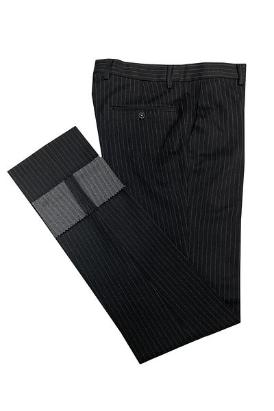 CLASSİCS MEN Avasar Men's Black Striped Regular Fit Fabric Trousers-7226