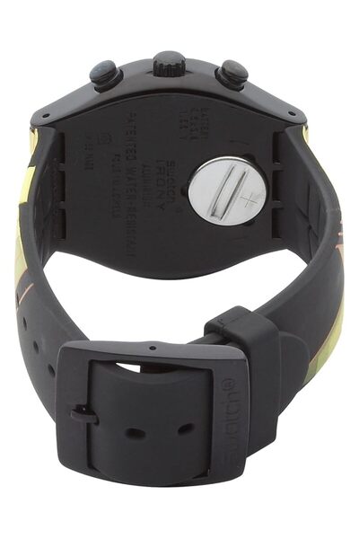 Generic Swatch Mens Stroke Light Black Silicone Strap Watch Gold Black Strap