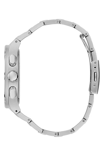 Generic Guess Men 42Mm Watch Black Strap Gunmetal Dial Silver Tone Case