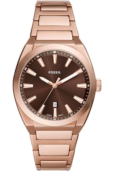 Generic Fossil Men Everett Quartz Stainless Steel Three Hand Watch Color Rose Gold Chocolate Model Fs6028