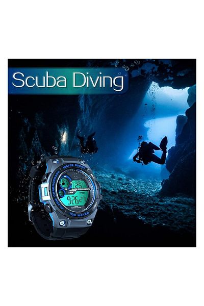 Generic Mens Digital Sports Watch 10 Atm Waterproof For Swimming Diving 100M Underwater With Alarm Clock