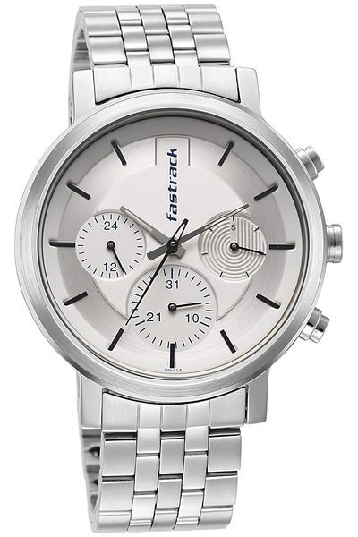 Generic Fastrack Analog Silver Dial Men Casual Watch Look