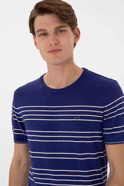 U.S. Polo Assn. Men's Slim Fit Crew Neck Light Navy Blue T-Shirt 50299396 -Vr059