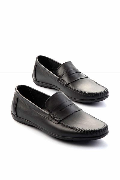 Bambi Black Leather Men's Loafer Shoes E 01439100203