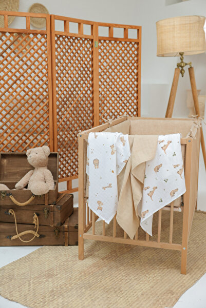 MİLNA BABY&KİDS طقم غطاء وبطانية بيبي مشافين 3 قطع قطن 100% 75x85 سم