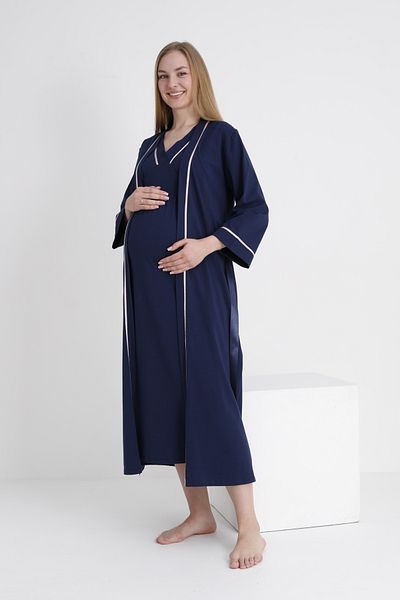 Miss Dünya Lissa Pregnant and Maternity V-Neck Zero Sleeve Nightgown Set with Dressing Gown