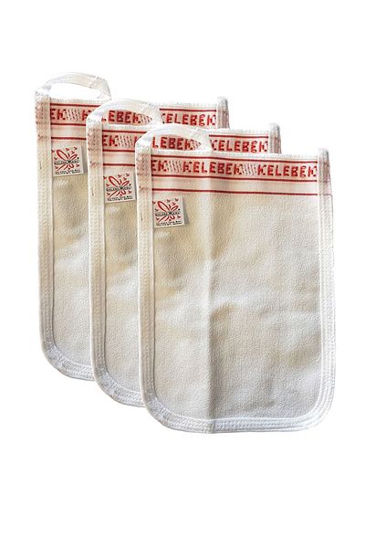 Zencefil Organik 3 Pieces Bath Pouch Tellak Turkish Bath Pouch Butterfly Plain Pouch ( 1stQuality Luxury Bag with Red Writing)