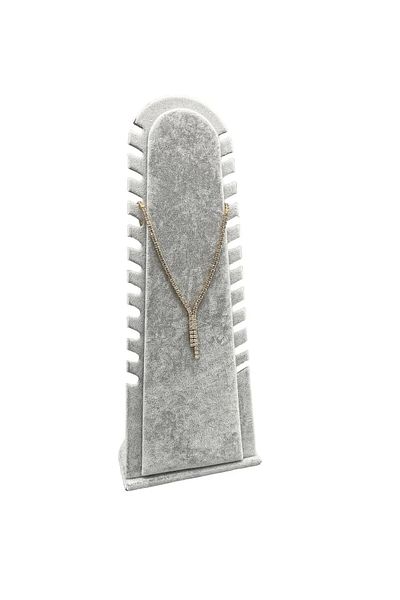 MeGass Dekor Domestic Production Riyadh Model Suede Fabric Gray Color 31/11 cm Foot Necklace-Anklet Display Stand