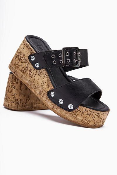 Limoya Genet Black Screw Detailed Buckle Women's Slippers