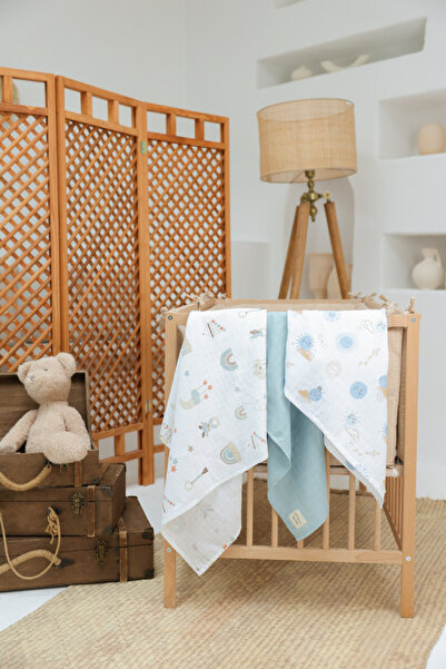 MİLNA BABY&KİDS طقم غطاء وبطانية بيبي مشافين 3 قطع قطن 100% 75x85 سم