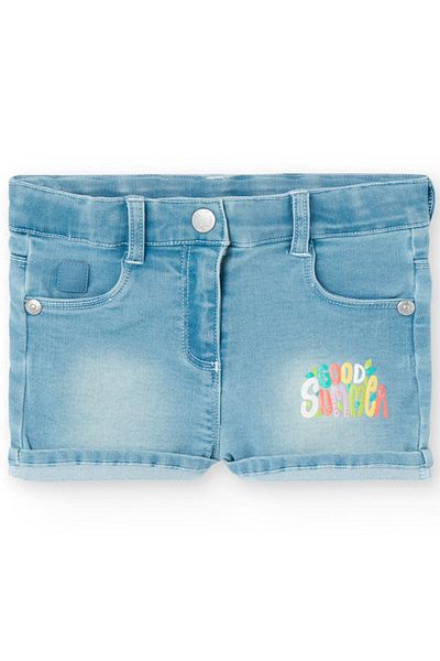 Boboli Pantaloni scurți din denim pentru fete cu imprimeu Good Summer