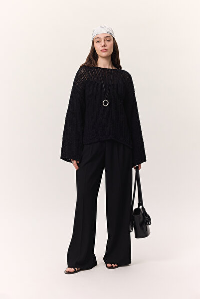 Manuka Black Knitwear Sweater, Elephant Sprouted